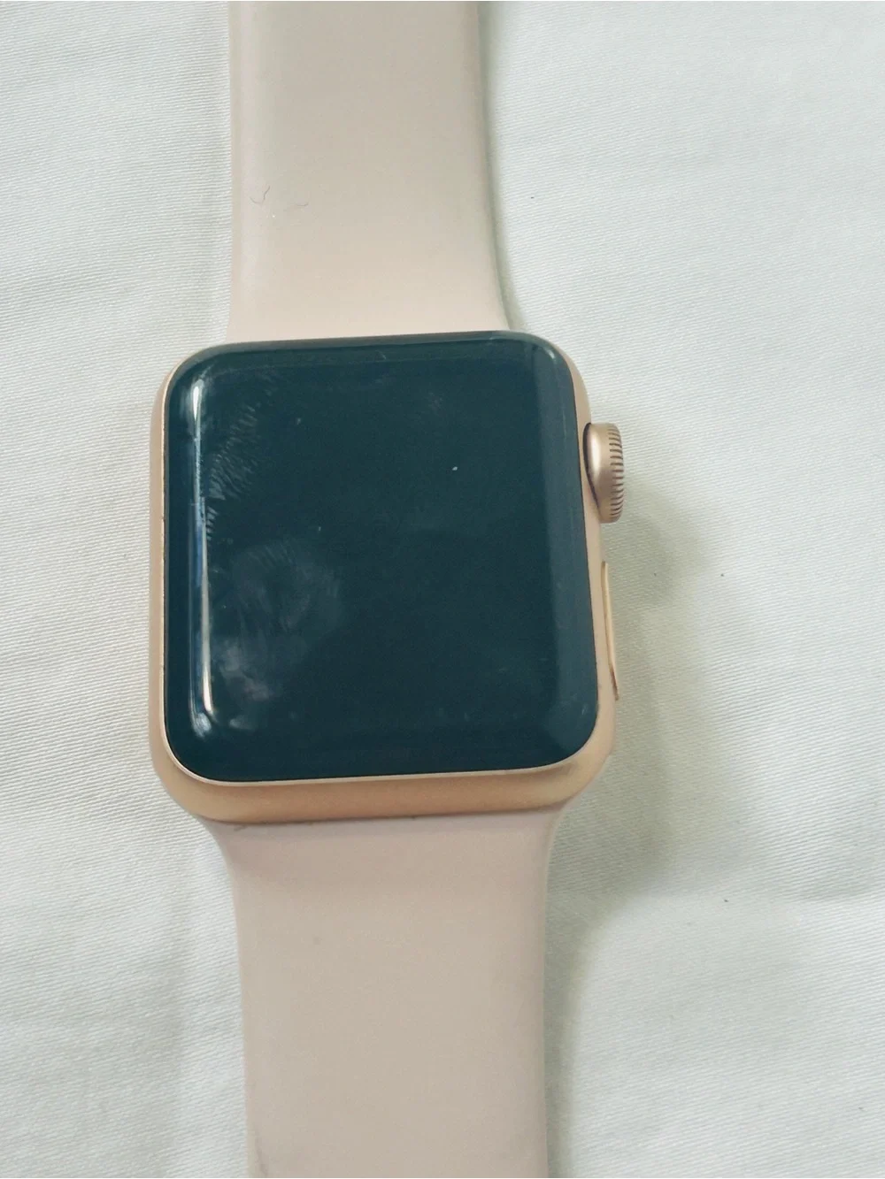 Apple Watch with Pale Pink Sport Band and Gold Case